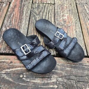 Vionic Rest Skylar Orthotic Black Adjustable Slip On Sandals Womens 10